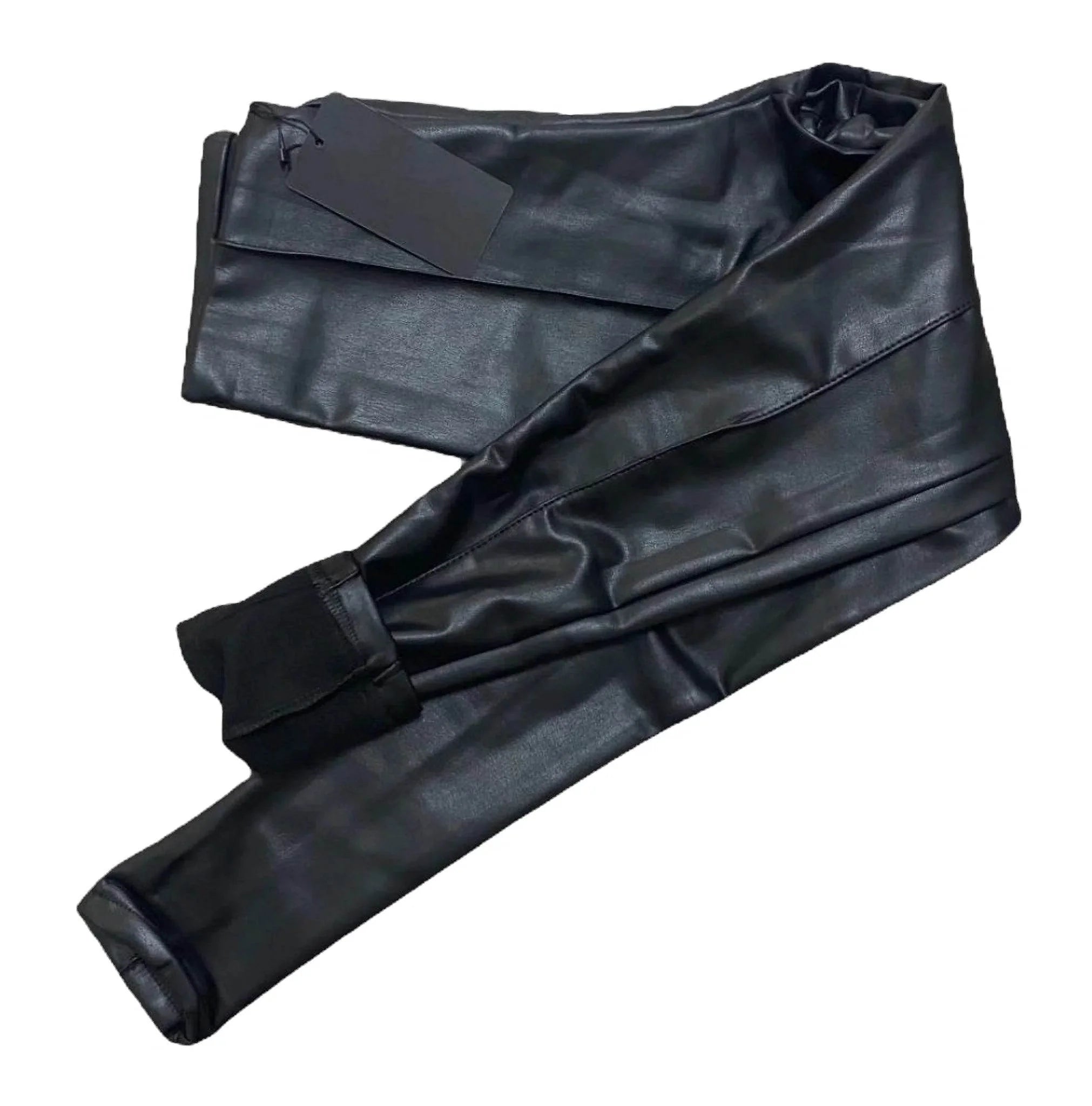 Colanți Termici Negri din Piele Ecologică | Pantaloni Dama cu Talie Înaltă