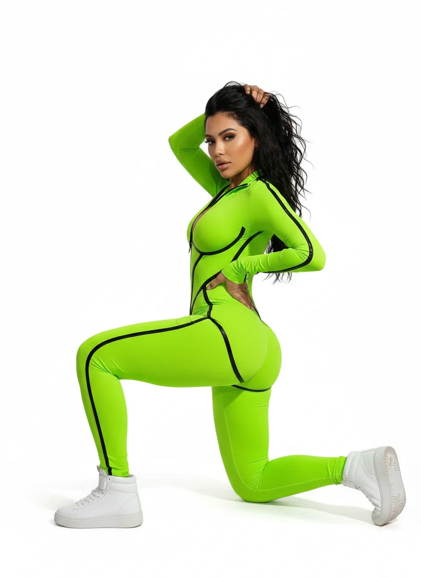 Salopeta modelatoare verde neoncu insertii latex