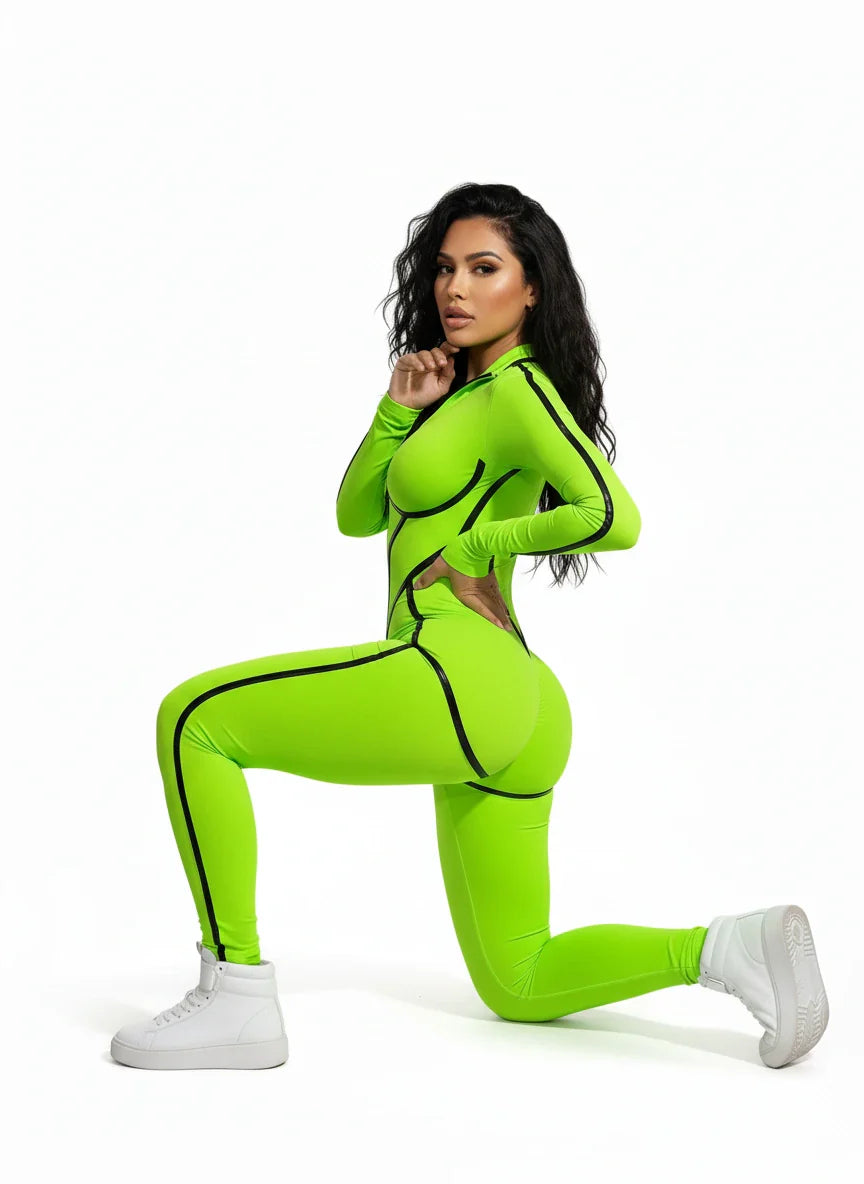 Salopeta modelatoare verde neoncu insertii latex