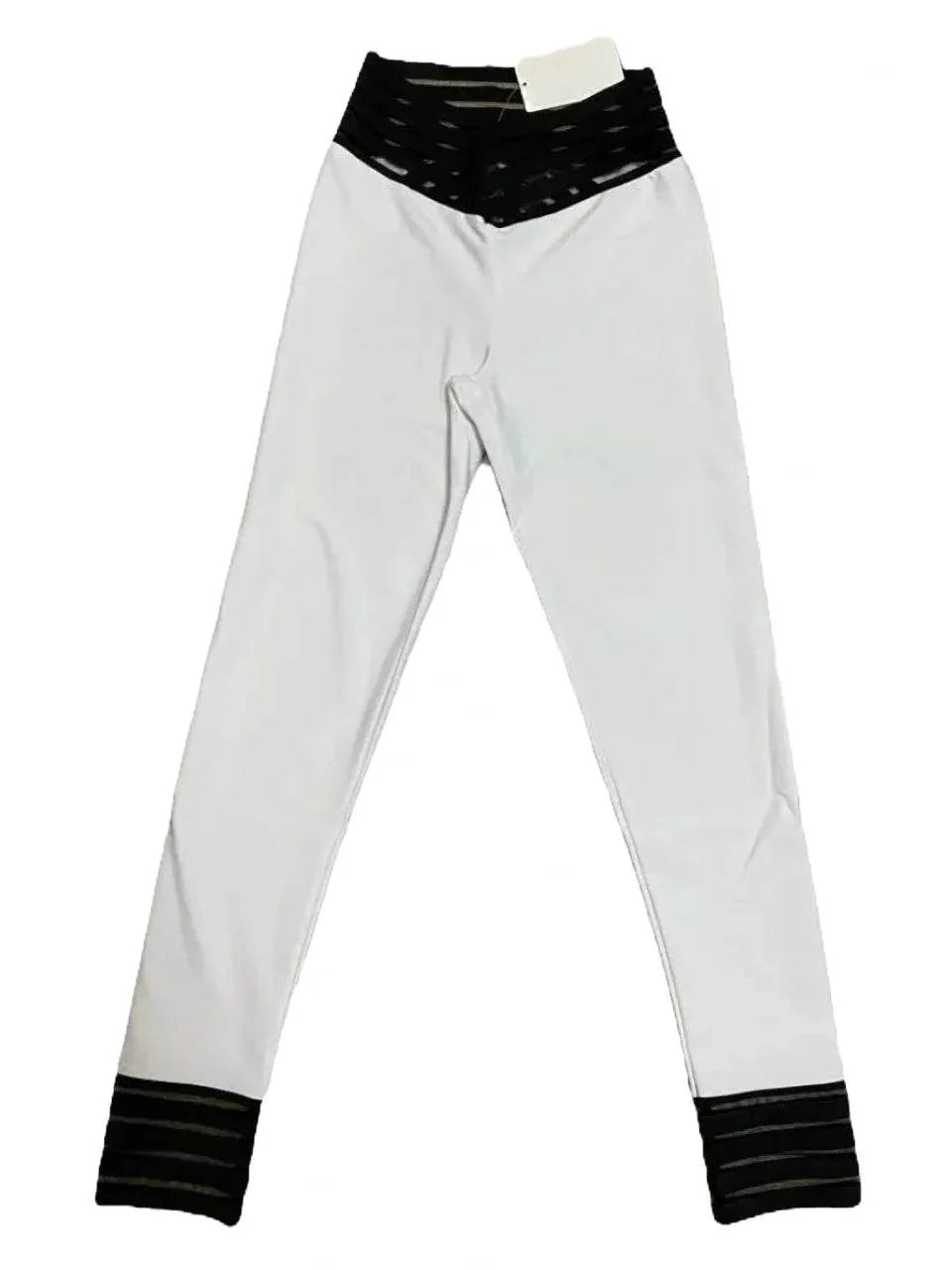 Colanți Modelatori Albi din Lycra | Colanți Sport Dama cu Push Up și Bandă Lată