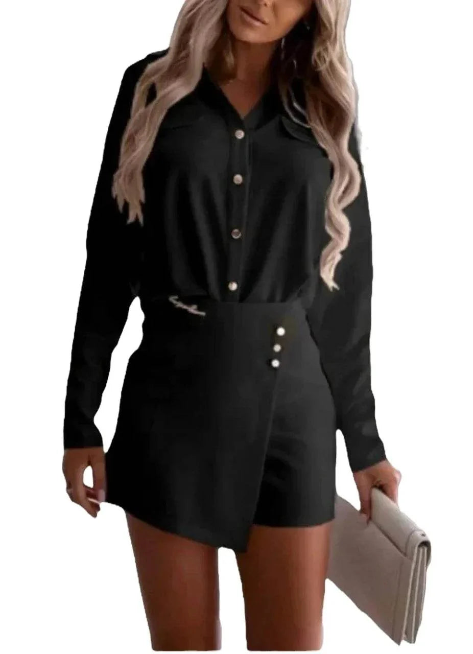 Compleu de Dama cu Fustă-Pantalon și Cămașă | Set Elegant pentru Ocazii Speciale