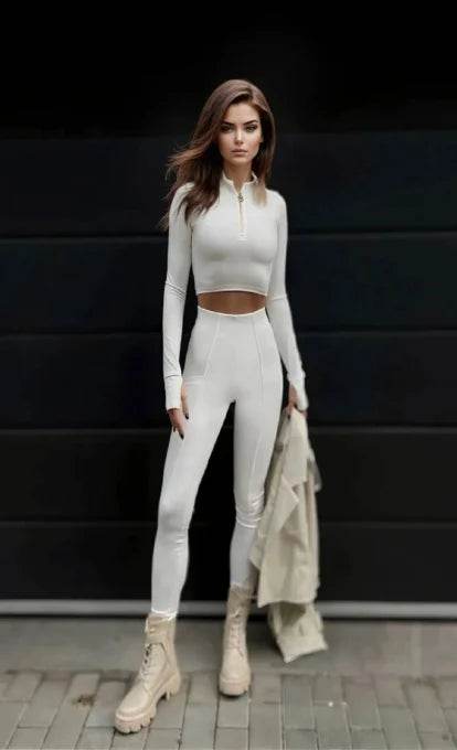 Compleu Modelator Alb Fermoar Aramiu