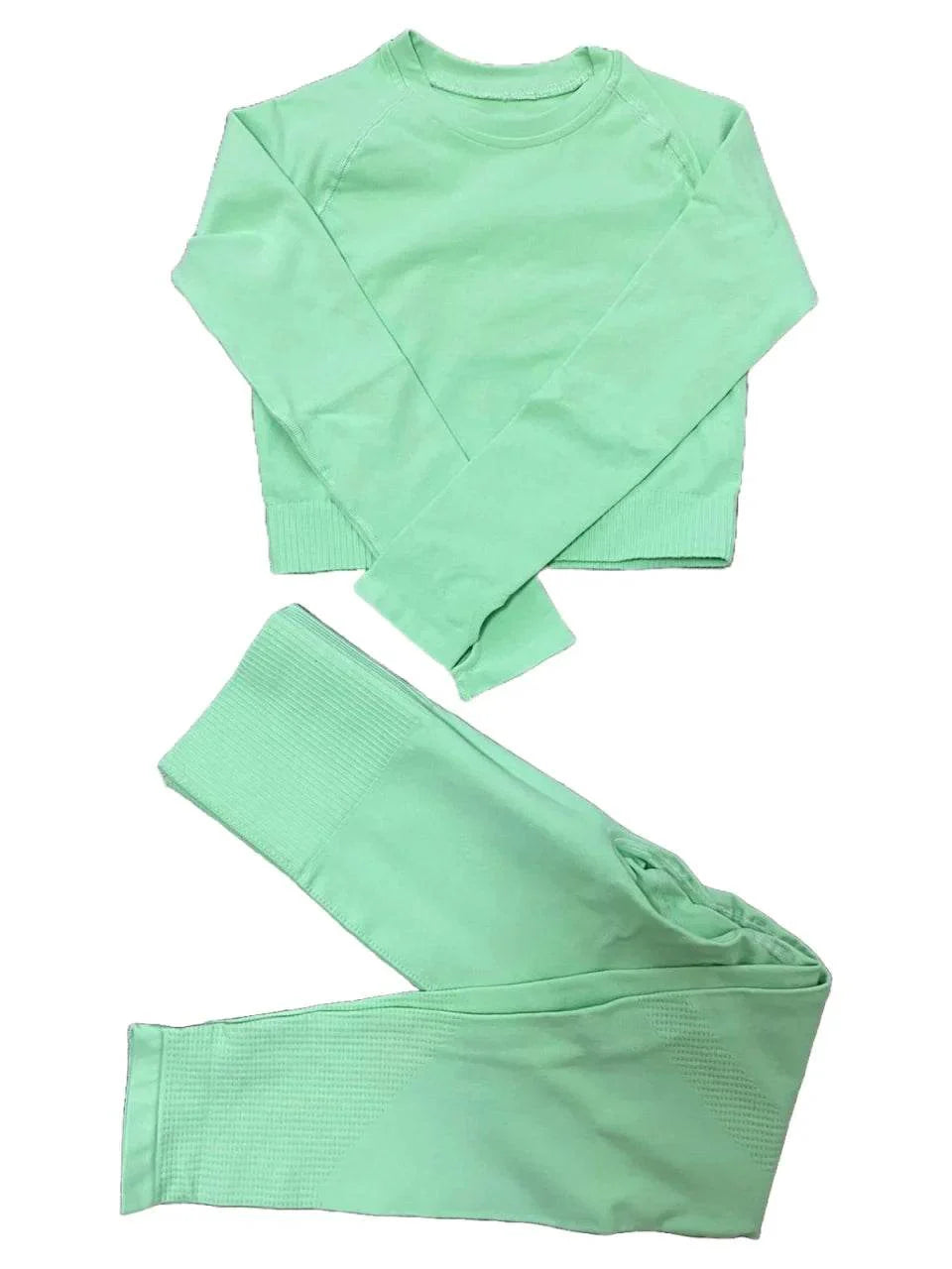 Compleu Fitness Seamless Verde | Set Sport Mânecă Lungă Dama