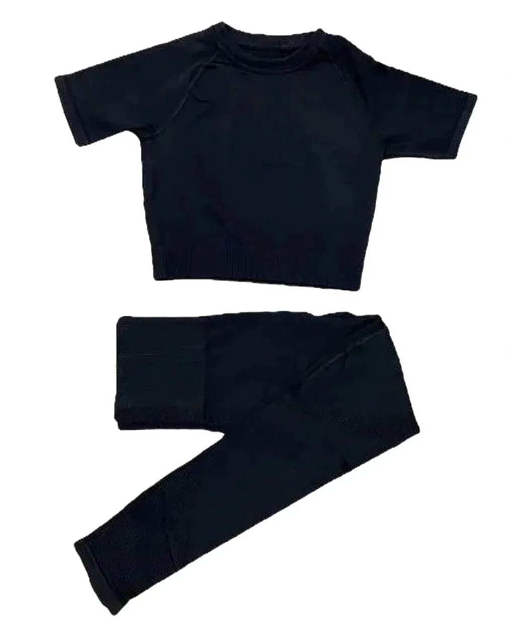 Set Fitness Modelator Negru 2 Piese | Compleu Sport Dama cu Bustieră și Colanți Push Up