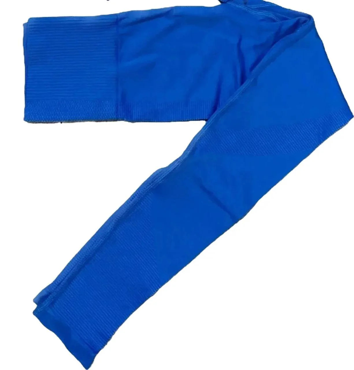 Compleu Seamless Albastru Modelator | Set Sport cu Mâneci Lungi și Fentă pentru Deget