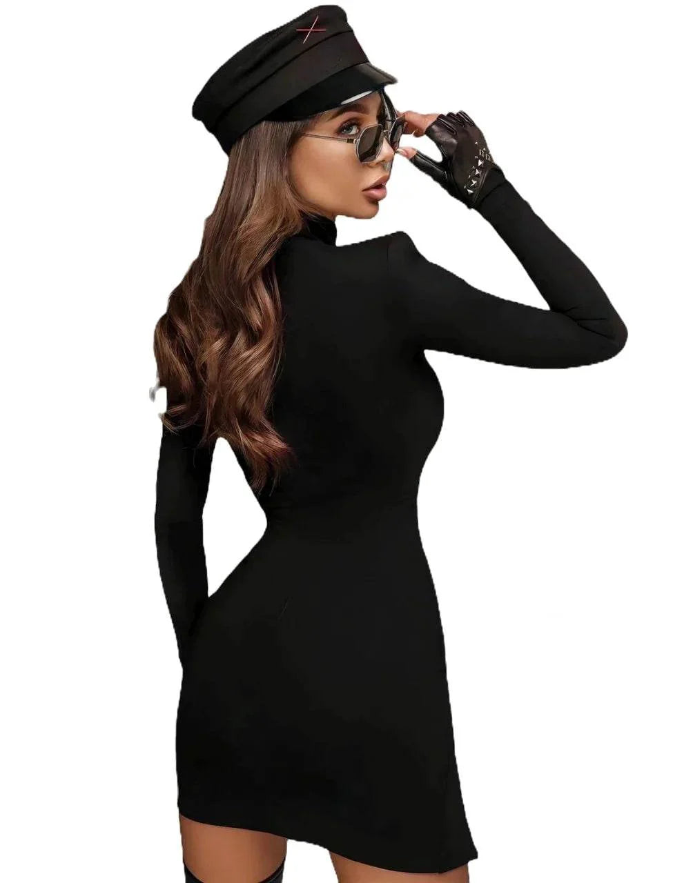 Rochie Scurtă Modelatoare cu Umeri Proeminenți | Rochie Elegantă cu Fentă pe Picior