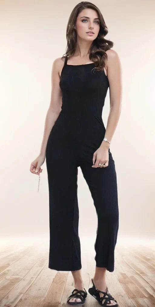 Salopetă din Bumbac cu Pantaloni 3/4 | Salopetă de Vară Fără Mâneci Evazată