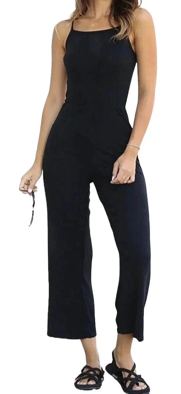 Salopetă din Bumbac cu Pantaloni 3/4 | Salopetă de Vară Fără Mâneci Evazată